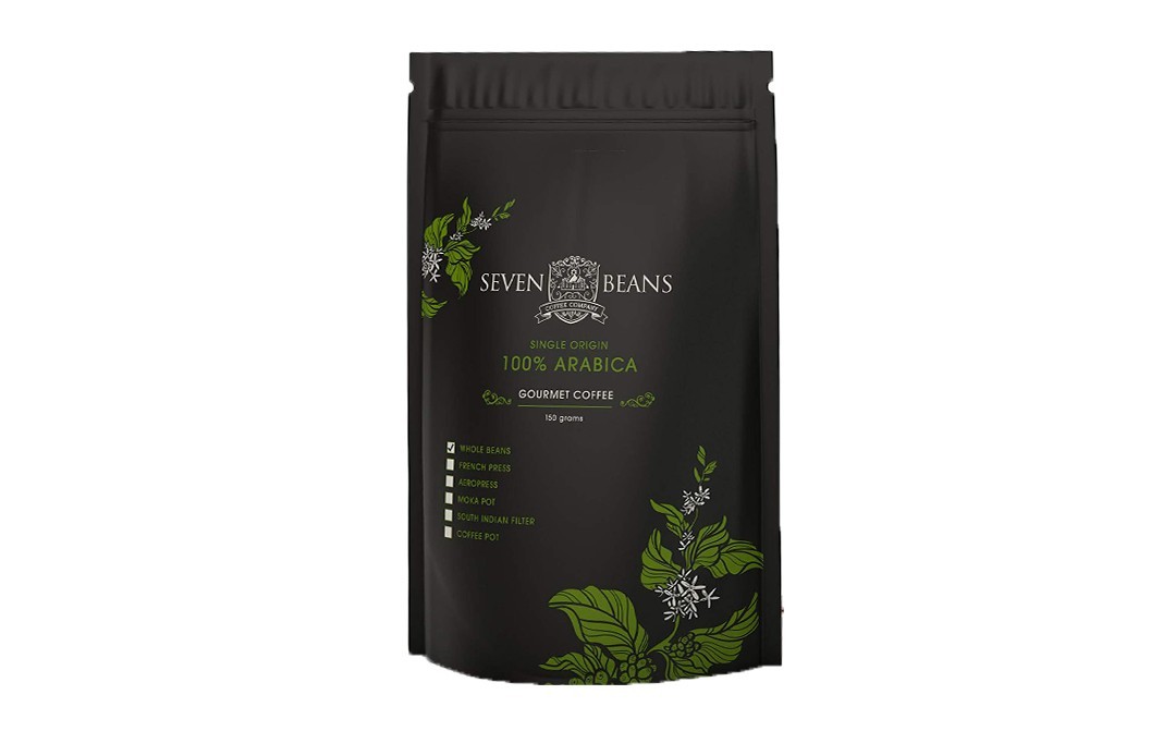 Seven Beans Single Origin 100% Arabica Gourmet Coffee   Pack  150 grams